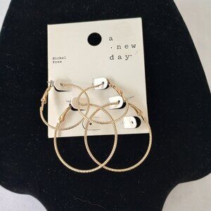 NWT Two Pair Hinge Hoop Earrings